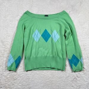 Vintage Y2K Take Out Women’s Argyle Women’s Long Sleeve Off Shoulder Short